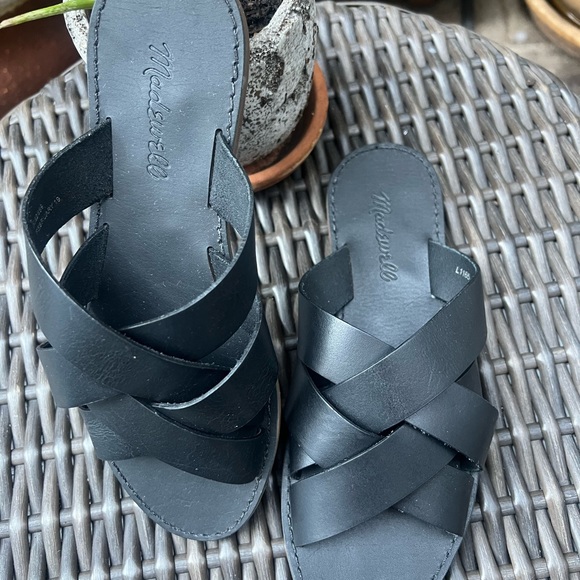 Madewell The Boardwalk Woven Slide Black Sandals size 7 - Picture 3 of 9